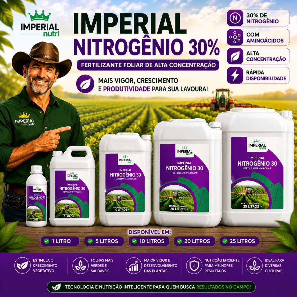 Adubo Foliar para MILHO Nitrogênio 30% Fertilizante Imperial Nutri 1litro
