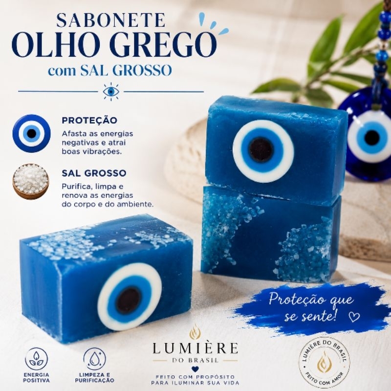 Kit 3 Sabonetes Premium Artesanais. O poder da purificação do anil com a limpeza espiritual  do sal grosso. Produto nat.