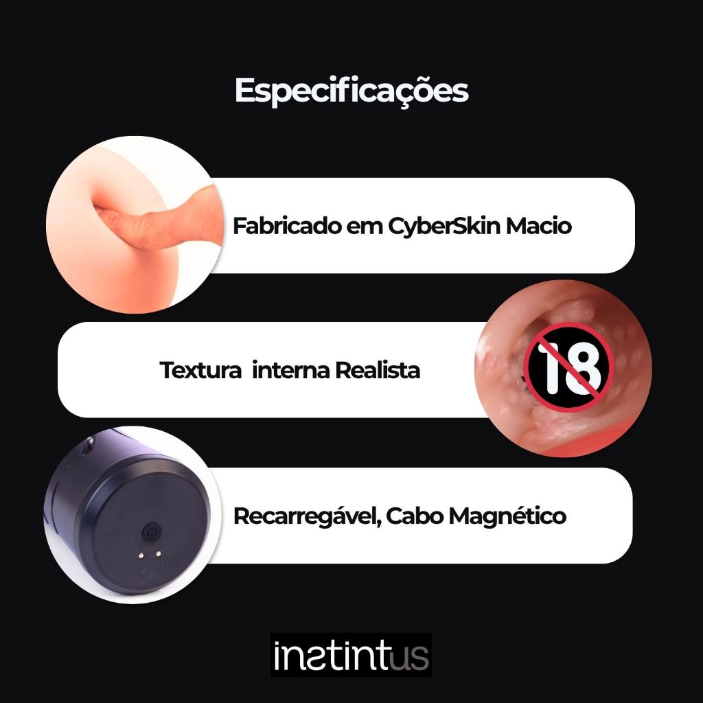 Masturbador Com Vibro Recarregável Flashligth Vagina Textura Realistica - Instintus — imagem 2 de 2