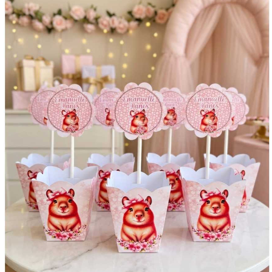 Centro de mesa cachepô personalizado| Capivara fofa cut | decoração festa mesa de convidados| lembrancinhas