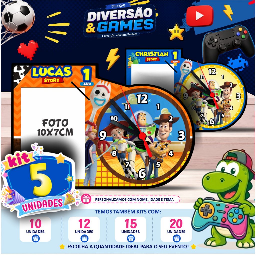 Centro de Mesa Relógio + Porta Retrato Personalizado - Toy story | Lembrancinha festa infantil