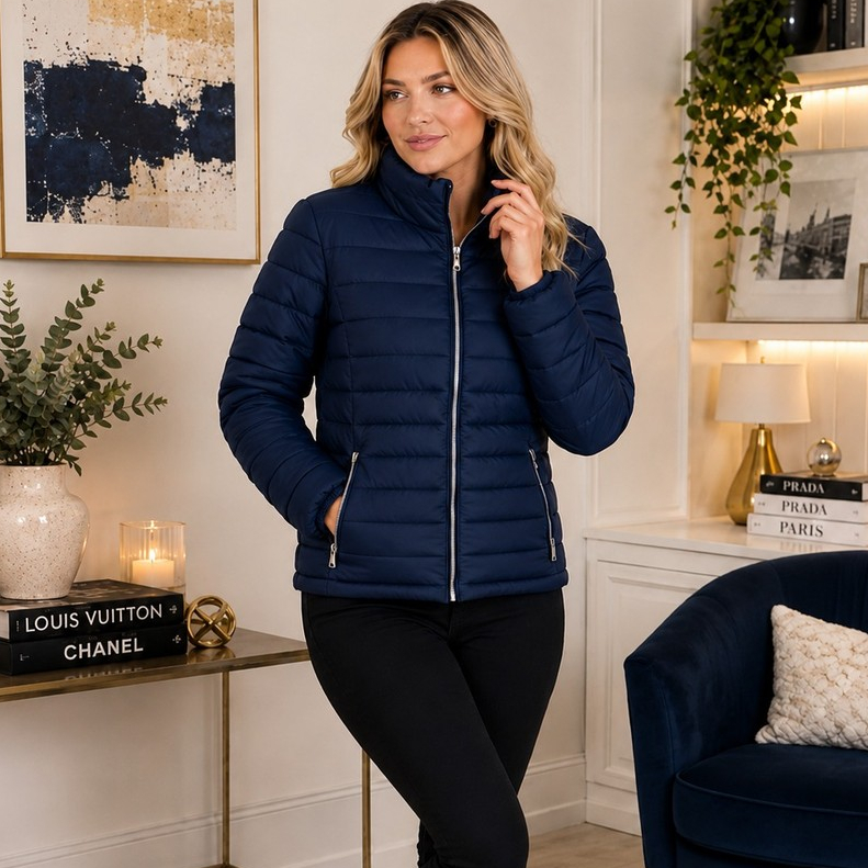 Jaqueta Puffer Feminina Peluciada Bobojaco Leve Confortável Básica Inverno