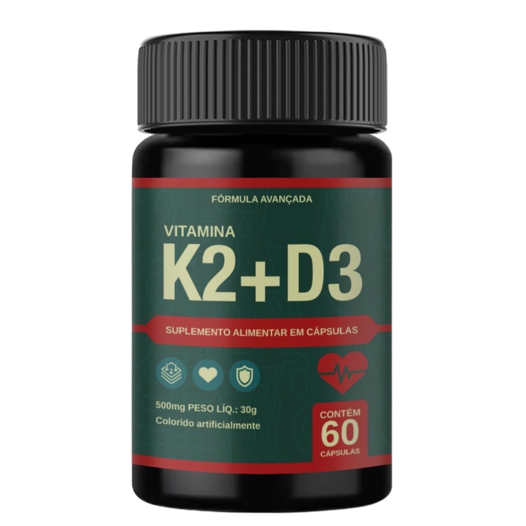 Vitamina D3 + Vitamina K2 Mk7 Alta Absorção: Imunidade, Saúde Óssea e Cardiovascular - 60 Cápsulas