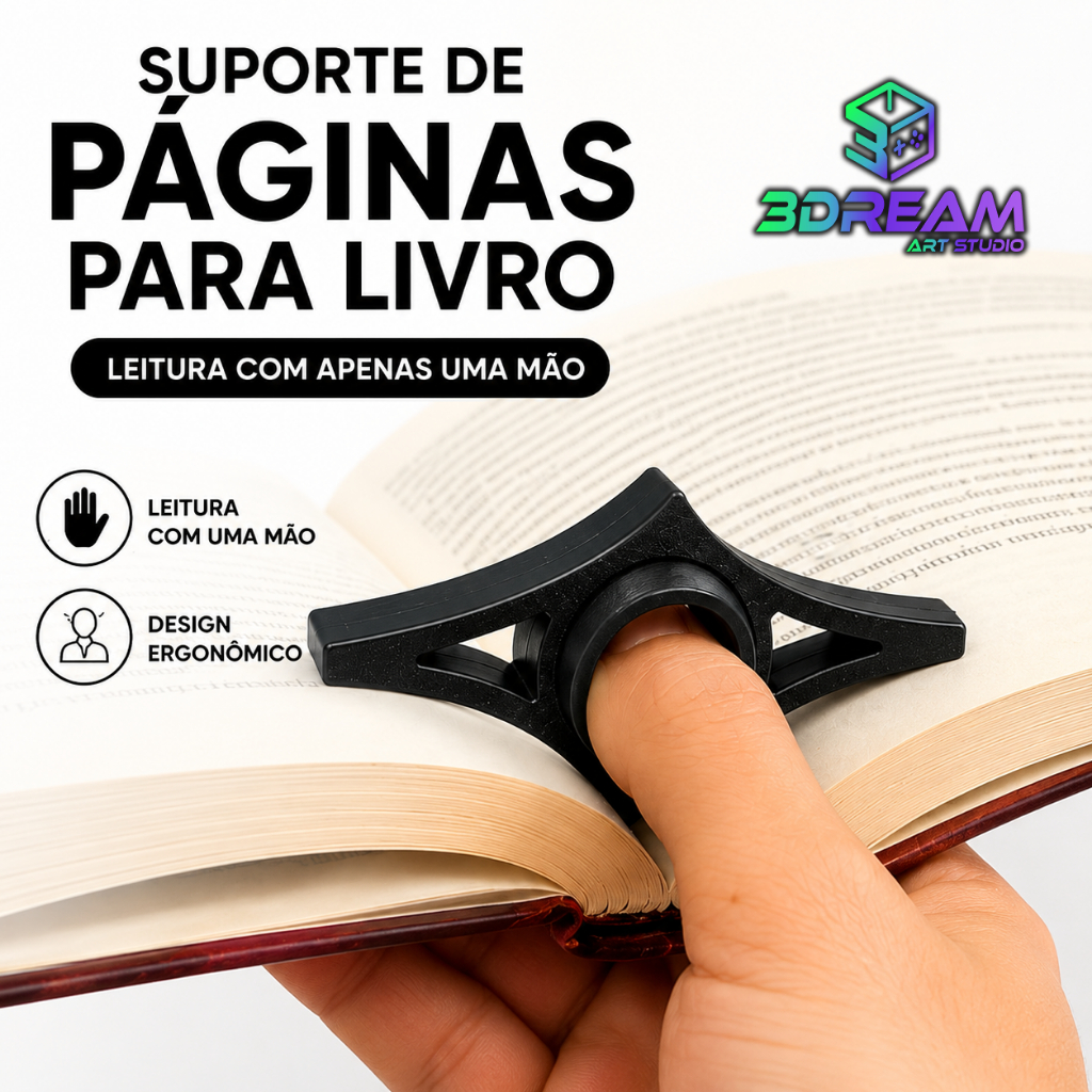 Apoio de Dedo Ergonômico Ler Livros Separador de Página Marcador de Leitura Suporte Confortável