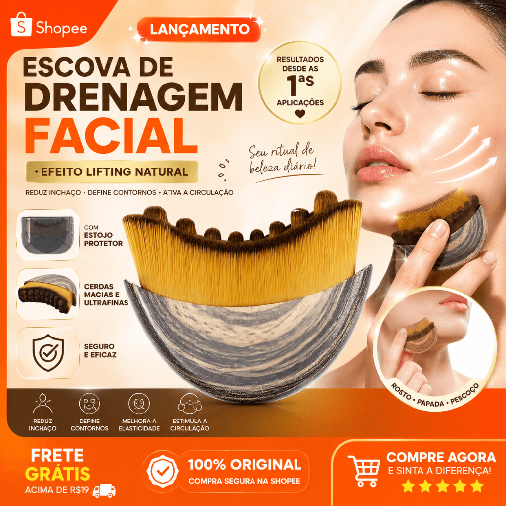 Escova Facial Modeladora Drenagem Linfática Alivia A Fadiga