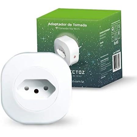 Tomada Inteligente Conectoz Smart Plug Adaptador Wi-Fi, Controle Eletrodomésticos via Smartphone, Compatível com Alexa