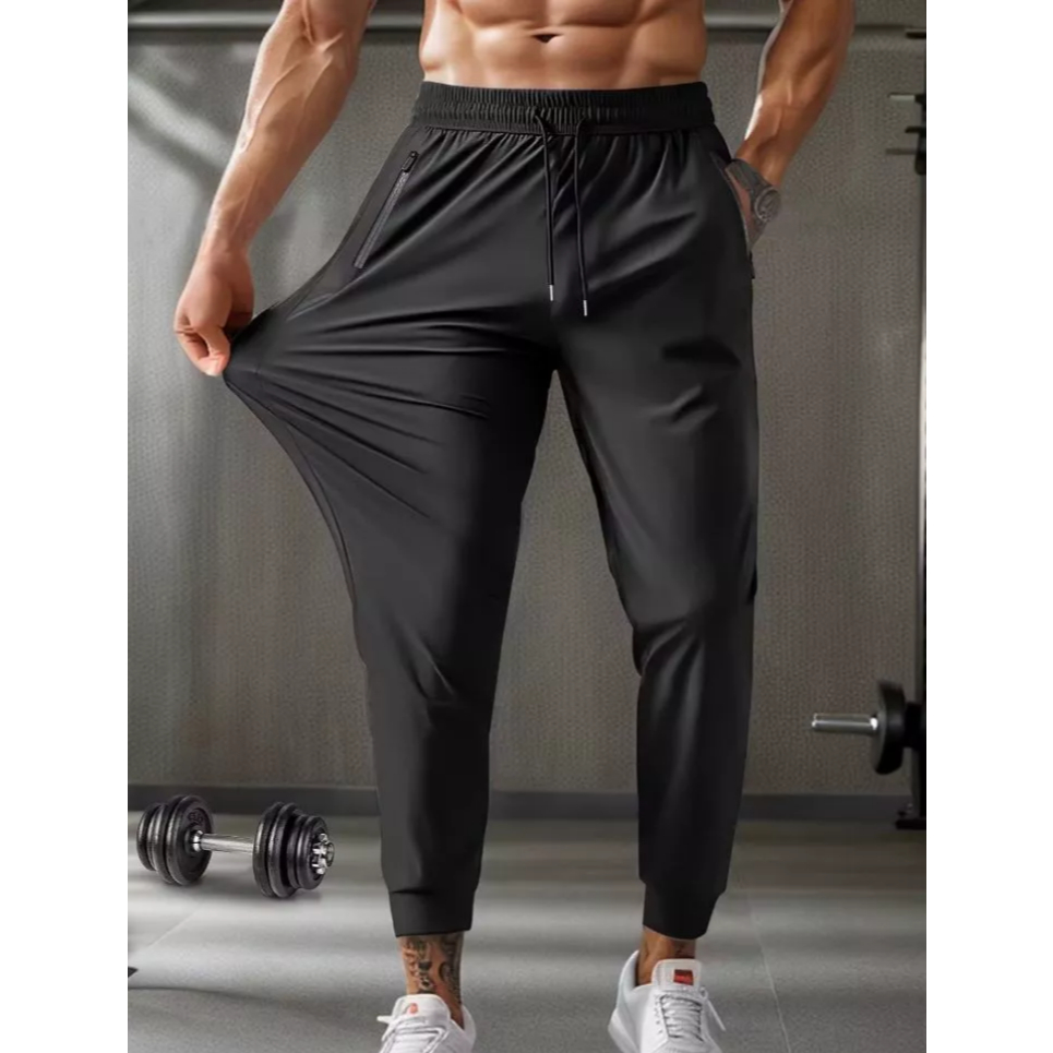 Calça Masculina Dry Fit Com Elastano Bolso Ziper Academia Casual Esportiva Slim Fit