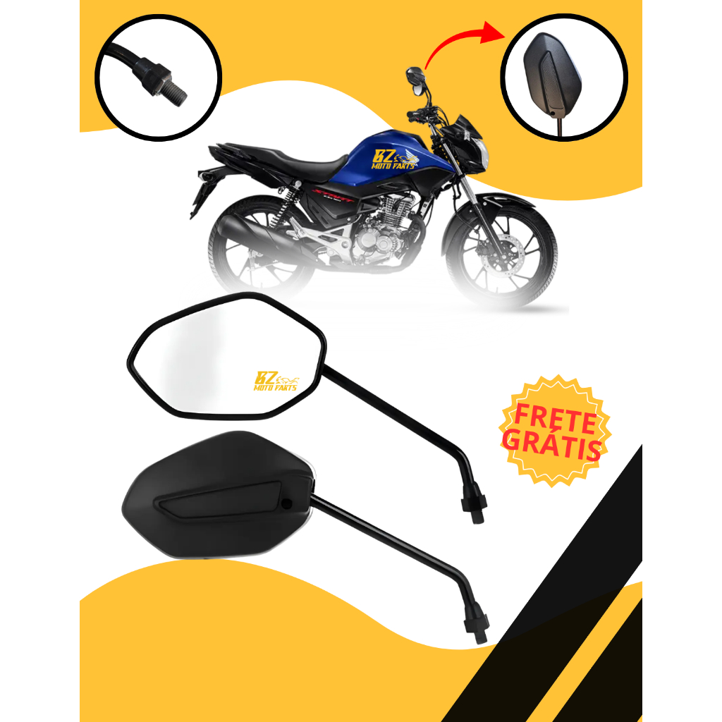 Retrovisor Espelho Fixo Par Honda Cg Titan Fan Start 160 150 125 Pop Cargo
