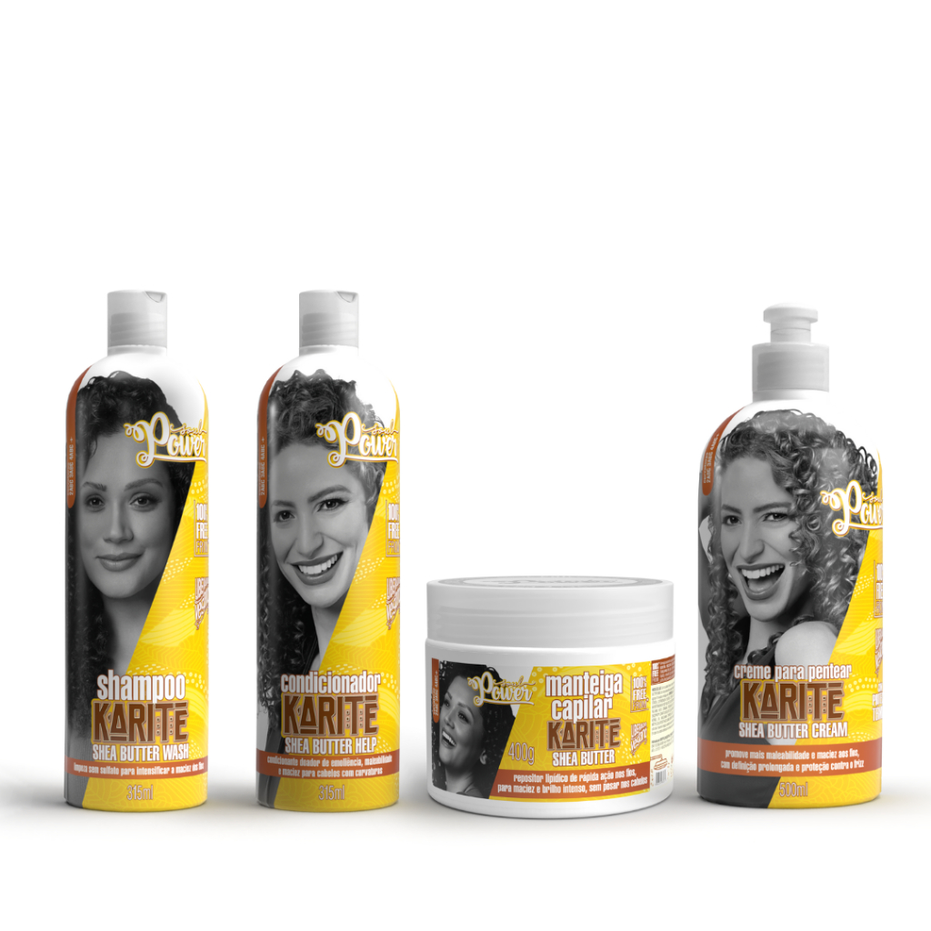 Kit Linha Completa Karité Soul Power - Shampoo + Condicionador + Máscara + Creme Para Pentear 500ml