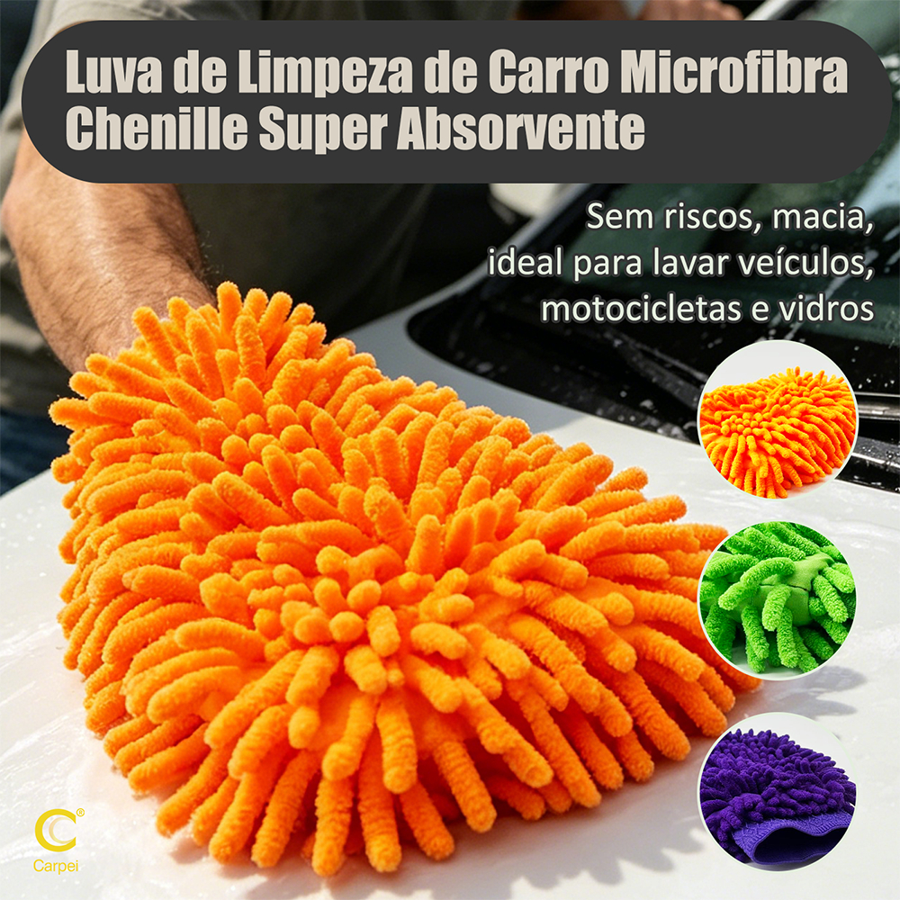 Luva de Microfibra Multifuncional Dupla Face Superfina para Limpeza / Lavagem de Carro de Casa/Toalha de Limpeza