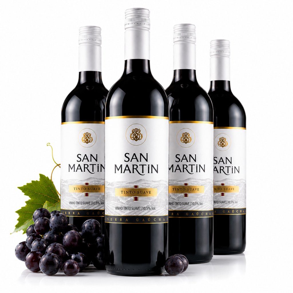 Compre 03 Leve 04 Vinho Tinto San Martin Bordo Tinto Suave 750ml + Brinde exclussivo Surpresa