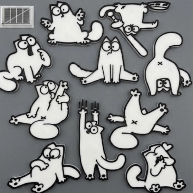 💚BRILHA NO ESCURO - Ímã Gato Simon's Cat Colecionável (Opção Branco Comum) Gatinhos Fofos 3D