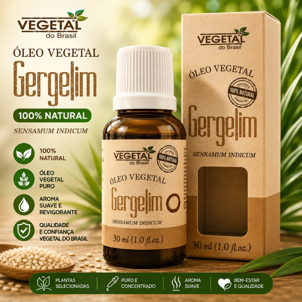 Óleo Vegetal de Gergelim 30ml 100% Natural Vegetal do Brasil
