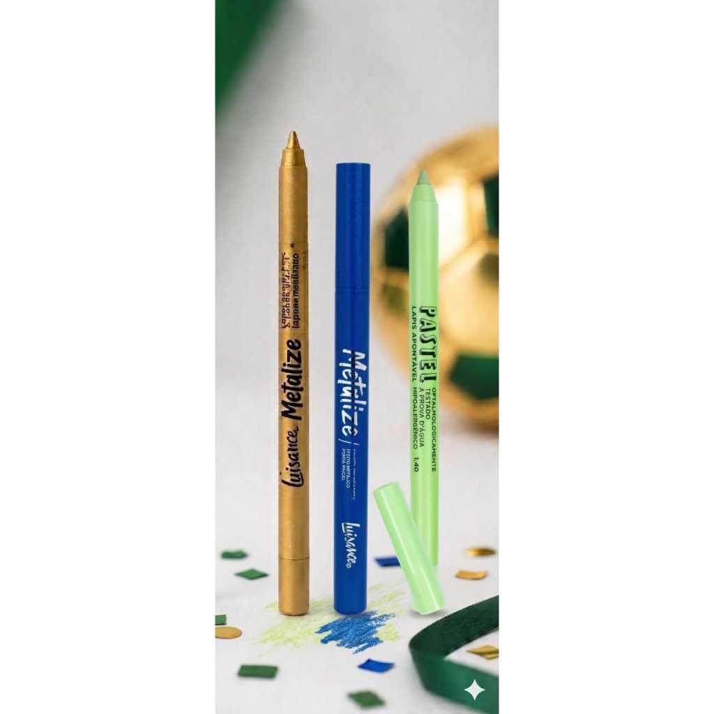 KIT BRAZILCORE(DELINEADOR AZUL+LAPIS VERDE E DOURADO) LUISANCE