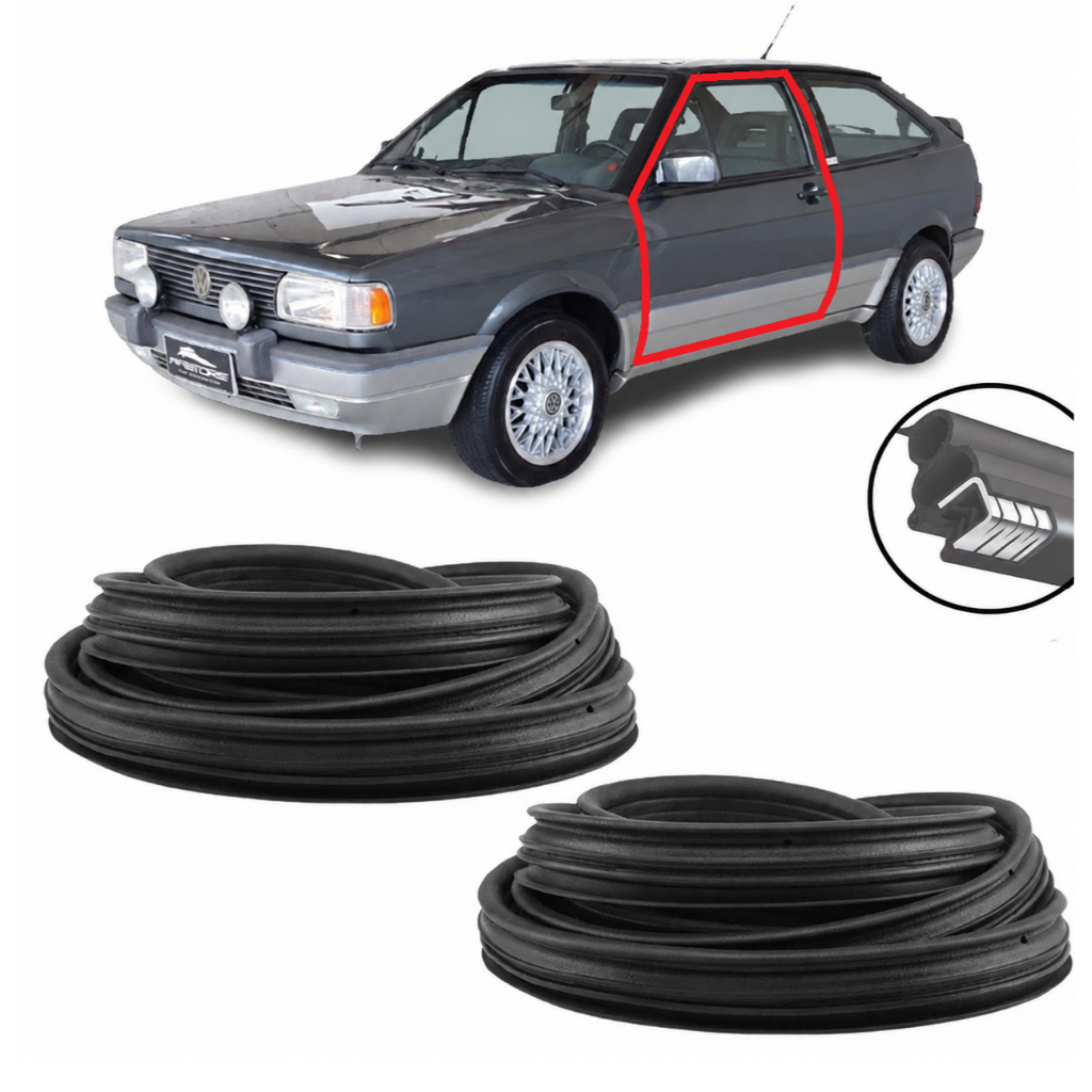 Kit 2 Borrachas Porta Gol GTS GTI Quadrado 1980 até 1994 Premium