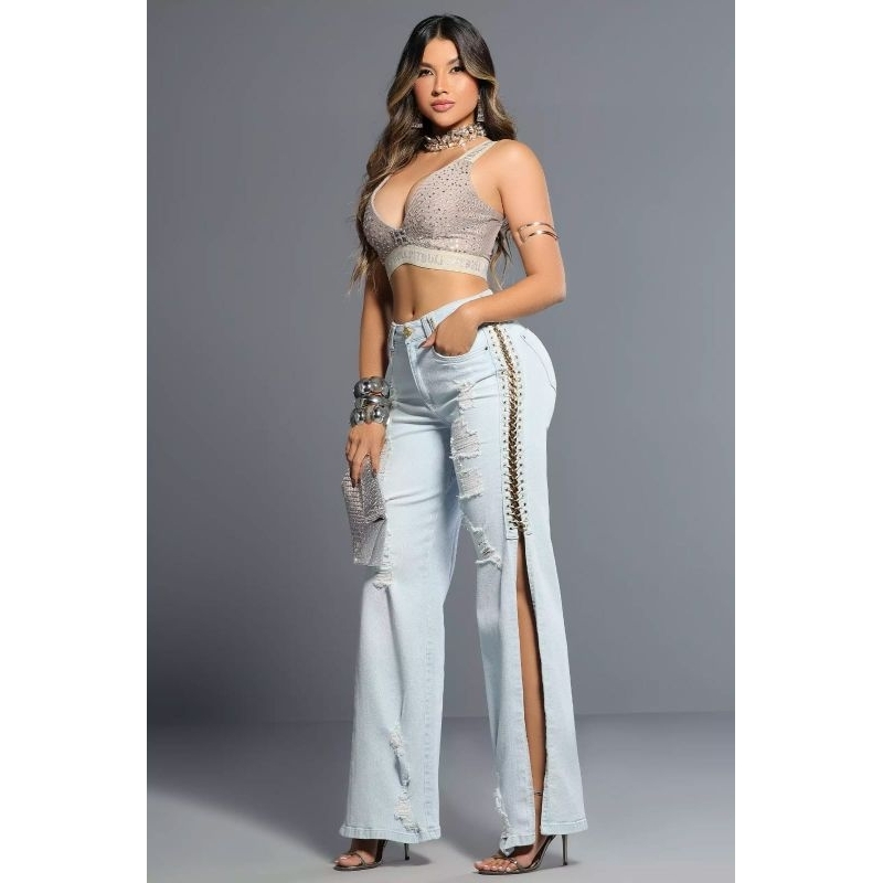 CALÇA WIDE LEG LANÇAMENTO PIT BULL LUXO REF 88095
