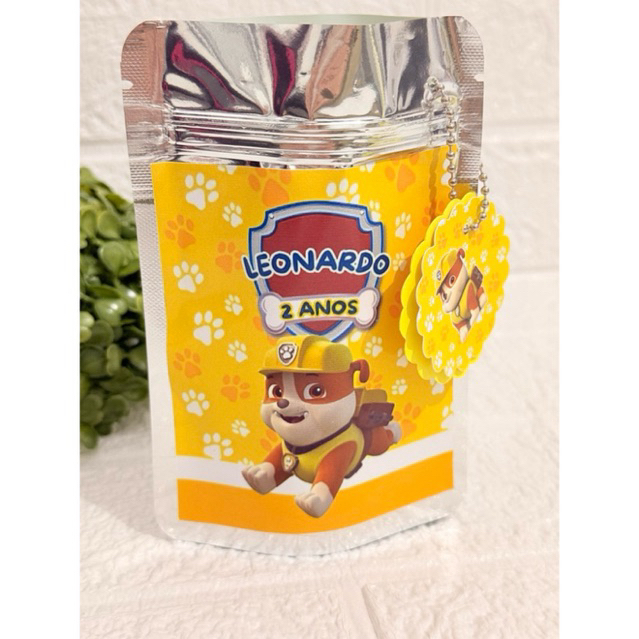 Saquinho personalizado/Lembrancinhas/Festa infantil/Aniversários/Tamanho:10x15/Tema: Patrulha Canina Rubble