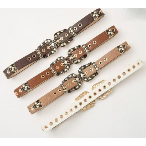 Cinto Feminino Y2K com Strass Brilhante em Couro PU