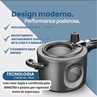 Panela de Pressão 4,5L Com Visor Fechamento Interno Antiaderente MTA CORES