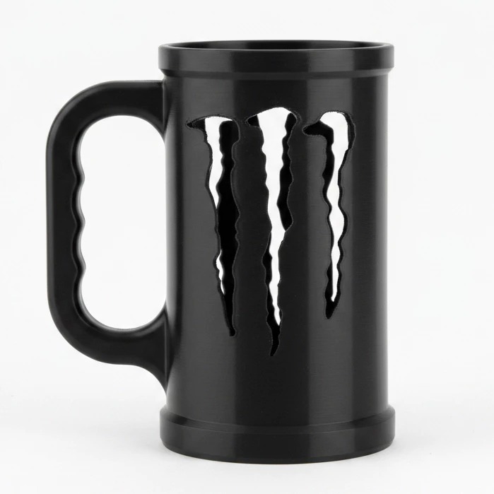 Suporte para Lata Tipo Caneca Preto Fosco com Alça Porta Latinha Ergonômico Premium