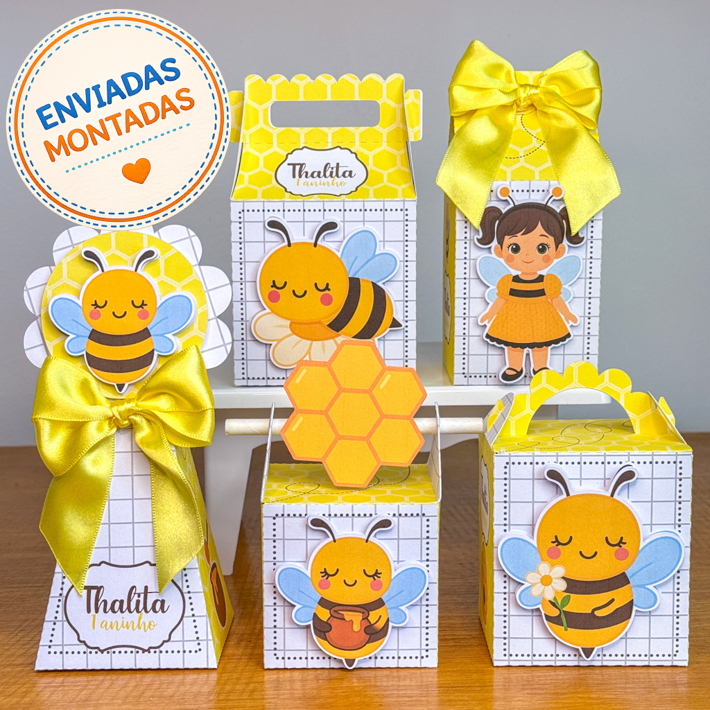 Kit Caixinhas Personalizadas Abelhinha - Lembrancinhas Festa Infantil Aniversário