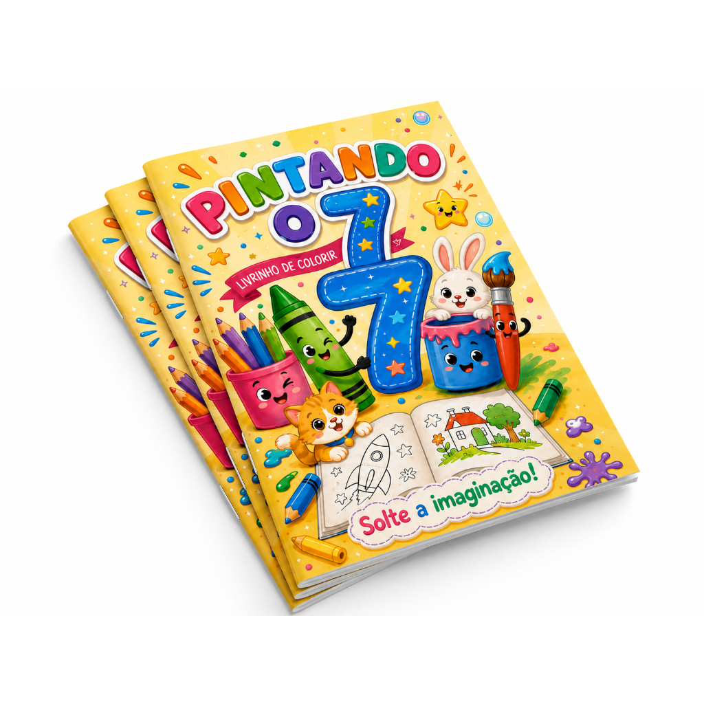 Kit 10-50 Un Livrinho de Colorir Pintando o 7 Personalizado com nome  | Lembrancinha Aniversário Infantil