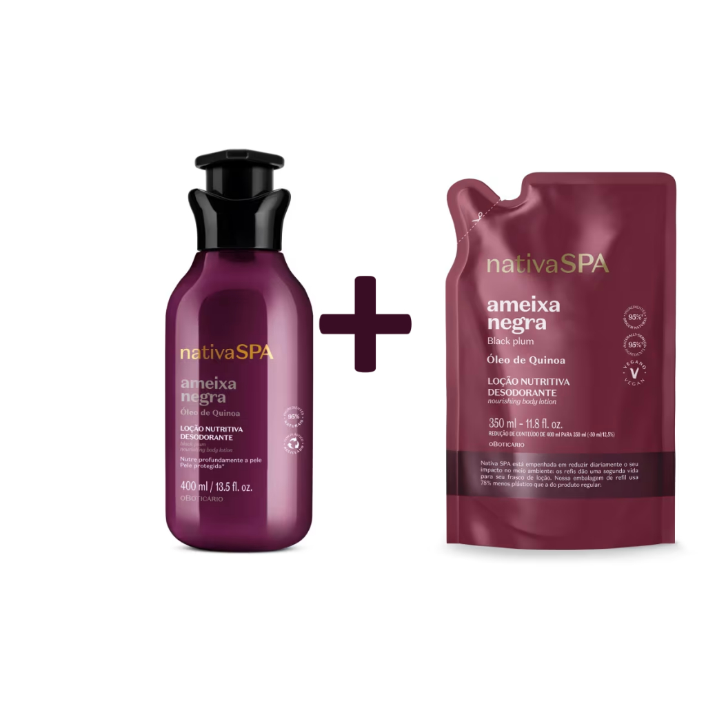 Kit Combo Nativa Spa Ameixa Negra: Loção Corporal 400ml + Refil 350ml mais vendido, promoção