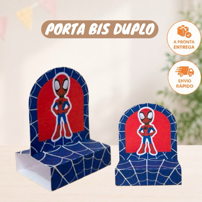 12 a 36 Porta BIS Duplo Spidey Homem Aranha Azul e Vermelho Lembrancinha Decoração Festa Infantil Pegue e Monte