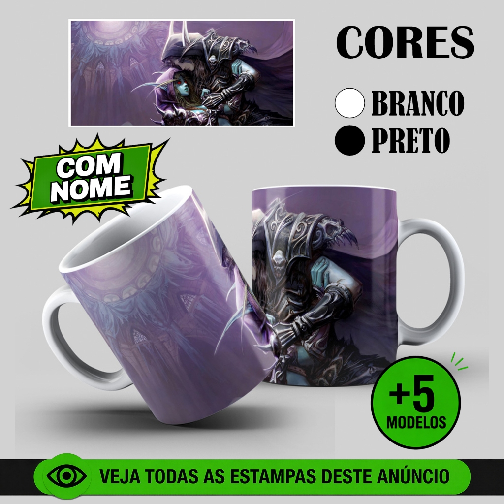 Caneca World of Warcraft (Game): COM NOME - Vários Modelos - Casa e Louça