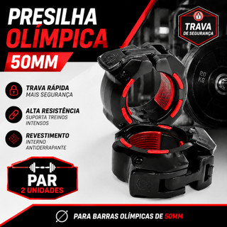 Presilha Par Barra 50mm Olímpica Lock Press One Grampo Halter CrossFit Academia Musculação Trava Gym