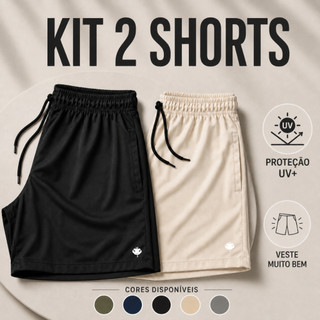 Kit 2 Short Masculinos Bermudas Microfibra Tactel Elastano Academia Treino Praia Promocao Homem
