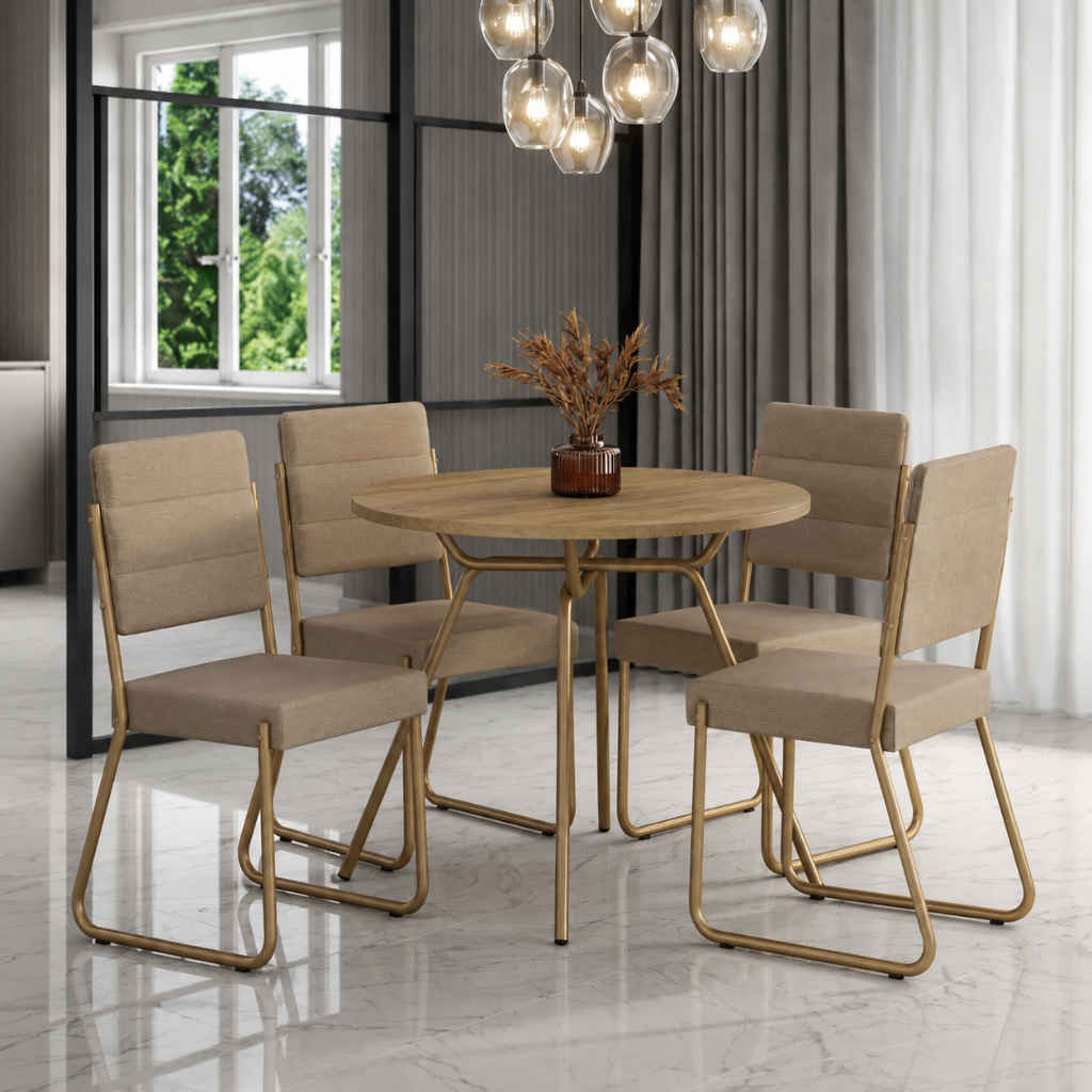 Conjunto Sala de Jantar 4 Cadeiras San Francisco Carraro Dourada