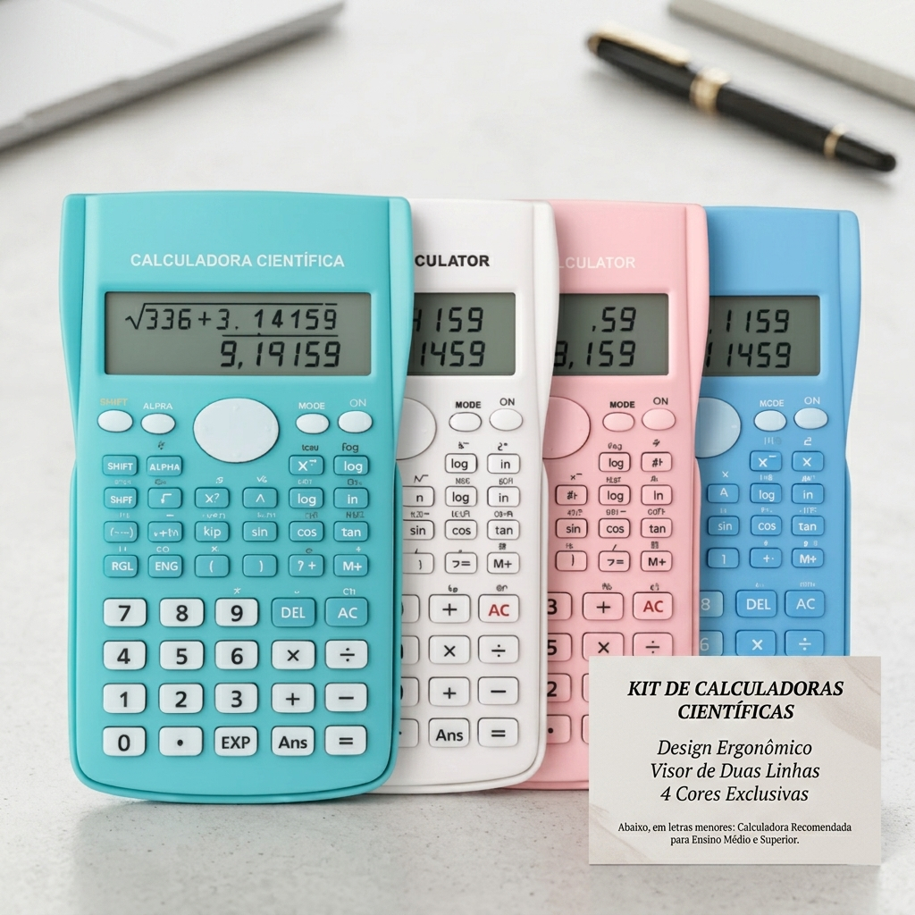 Calculadora Científica Colorida 240 Funções Display Duplo 12 Dígitos, ideal engenharia e estudos