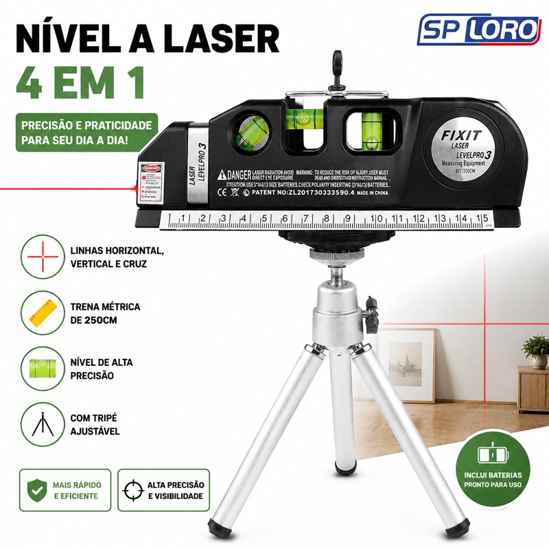 Nível Laser Trena Profissional Estágios Laser infravermelho JGSPC