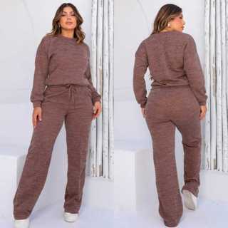 Conjunto Feminino Ribi Canelado 2 Peças Iverno  Moda 2026
