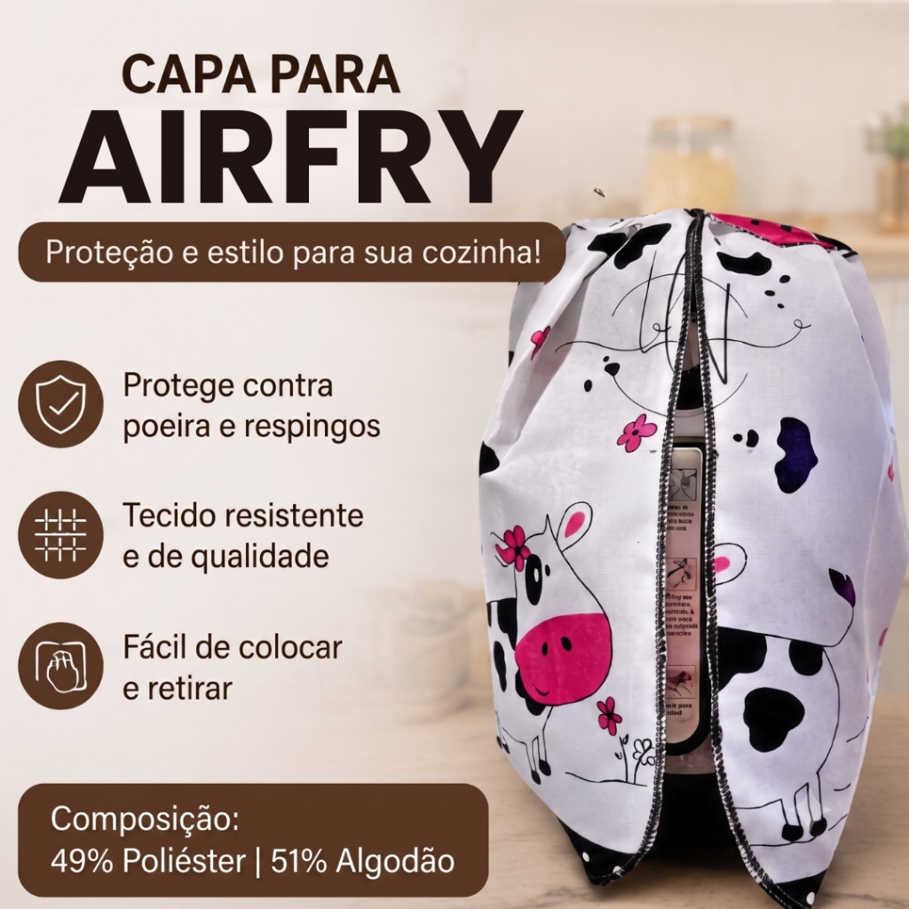 Capa Fritadeira Elétrica Air Fryer Organização Casa Cozinha Decoração Proteção Resistente Qualidade
