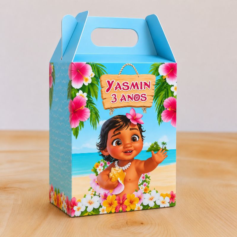 Caixa Maletinha Personalizada Moana Baby para Festa Infantil | Lembrancinha Moana Baby | Caixa Surpresa | Kit Festa