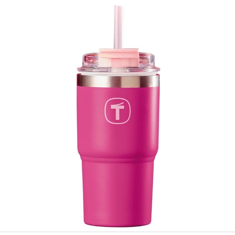 Copo Térmico Big T Com Canudo Tupperware Rosa 630ml