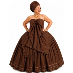 CONJUNTO MARROM PARA UMBANDA - MESTRA MARIA DO BAGAÇO - ROUPA UMBANDA E CANDOMBLÉ - SAIA + PANO DA COSTA E OJA