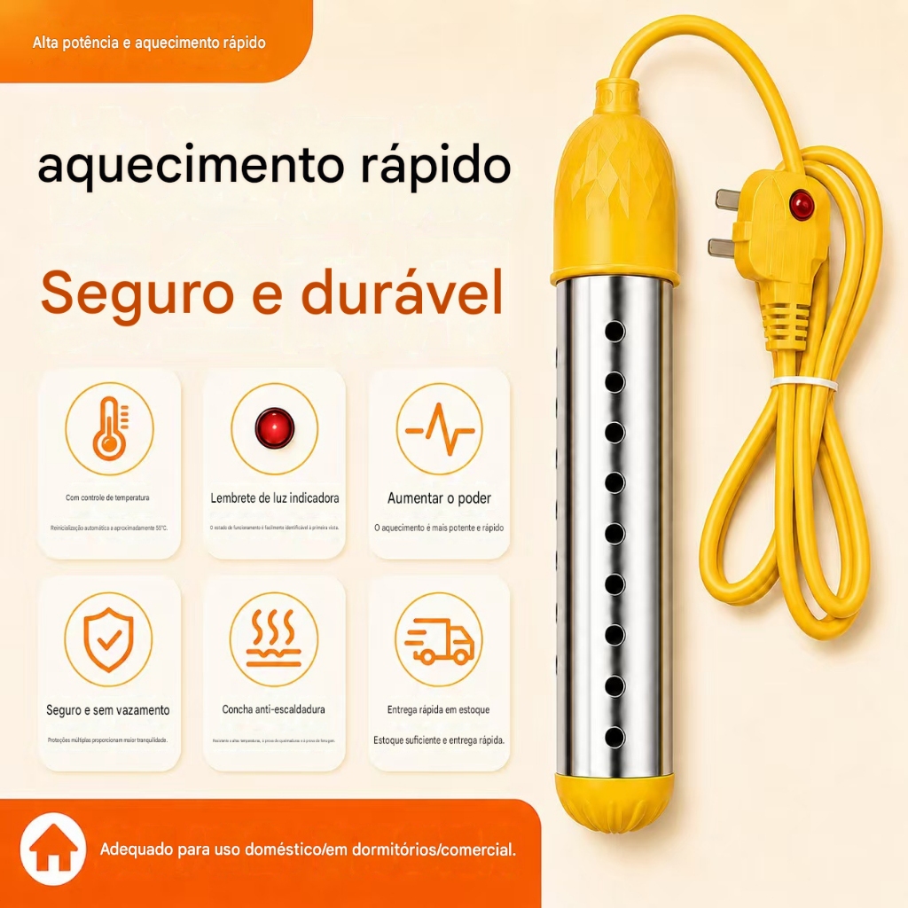 Aquecedor Elétrico Flutuante 3000W – Portátil, Reheater Suspenso para Banheiro, Escritório e Casa, Aquecimento Rápido