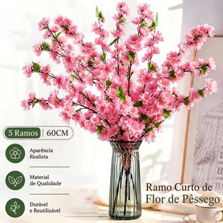 Flores De Cerejeira Artificial Flor De Pêssego Rosa Resistente E Durável Para Decoração De Interiores 60cm