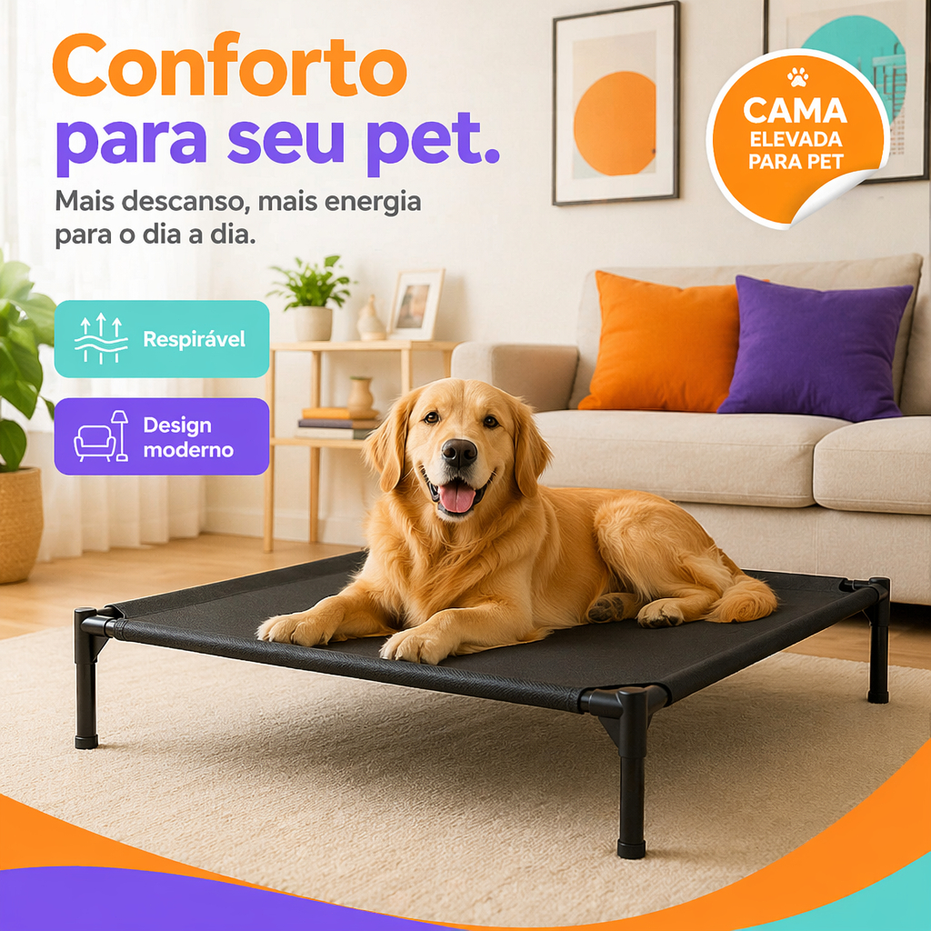 Cama Elevada para Pets Cachorro e Gato Oxford ou Tela Respirável Antiumidade Dobrável P M G