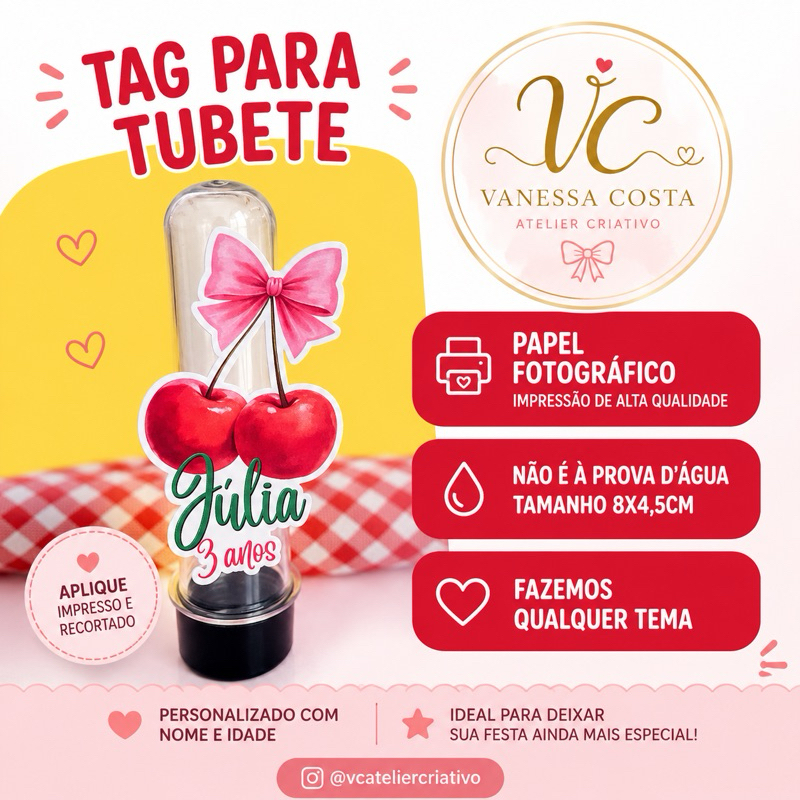 aplique tag para tubete Personalizados | fazemos todos os temas