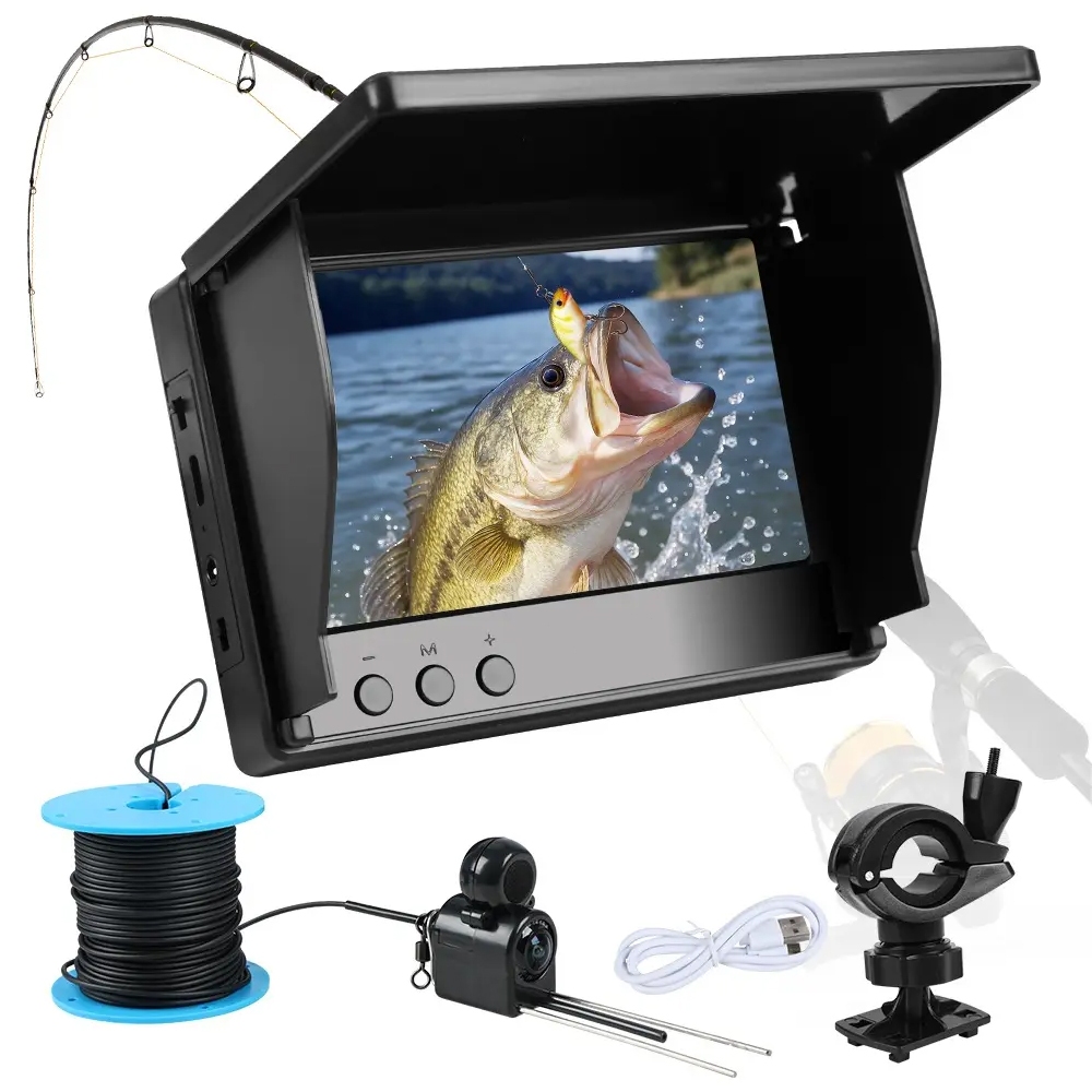 Monitor Pesca Câmera Subaquática Água Barco Peixe Underwater Fishing Camera LCD Fish Finder Waterproof Boat Cable 20m