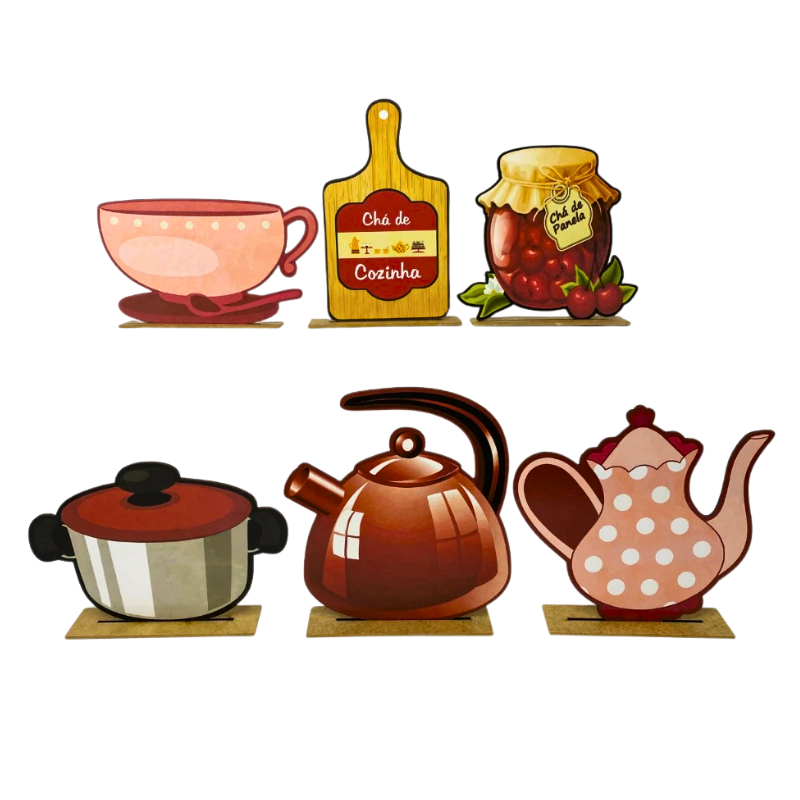 Display de Mesa Kit 6 Peças Para Festa Chá de Panela MDF