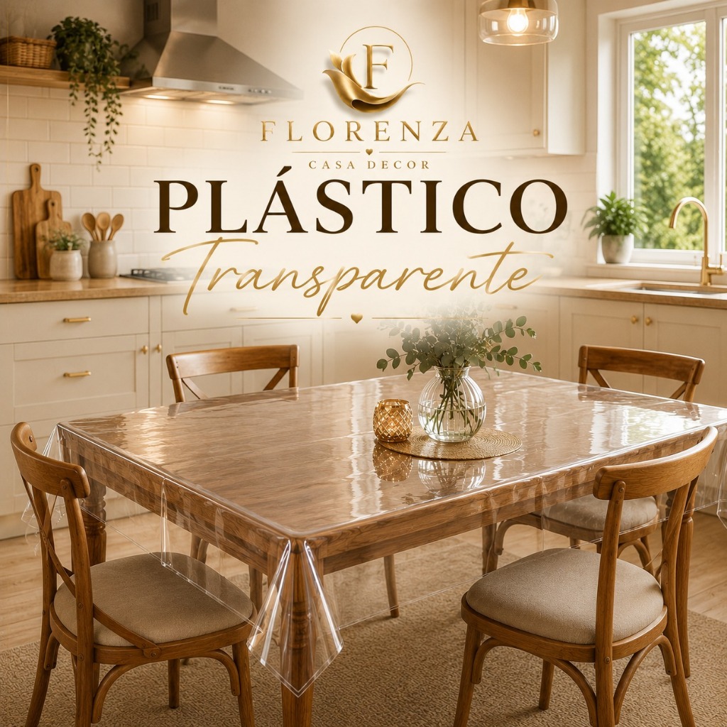 Toalha de Mesa Plástica PVC Ultra Grossa Transparente e Impermeável de 4 a 12 Lugares