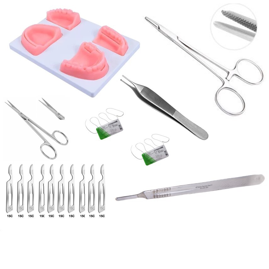 Kit Odonto 7 Peças com Simulador Sutura de Silicone