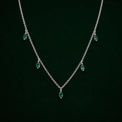 Choker Gotas Verdes em Prata 925 Feminina Elegante