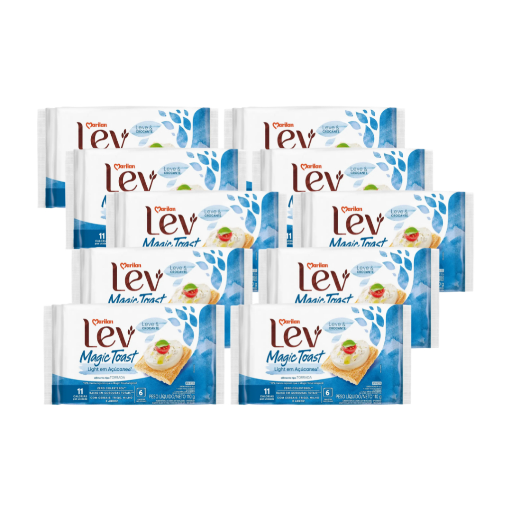 Kit 10 Torrada Lev Magic Toast Com Cereais Marilan 110g Fibras Café Da Manhã Saudável Crocante