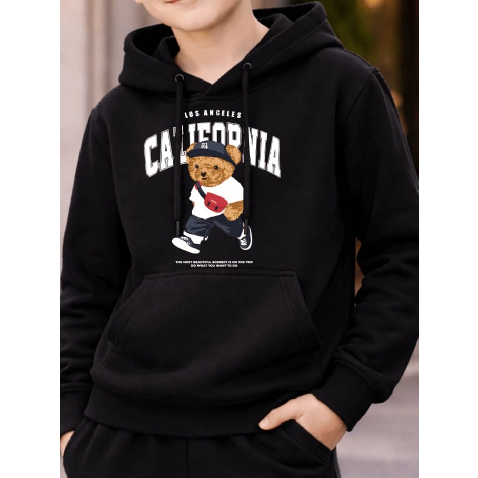 Conjunto Infantil PREMIUM Moletom Agasalho Canguru Urso California Quentinho Flanelado Confortável